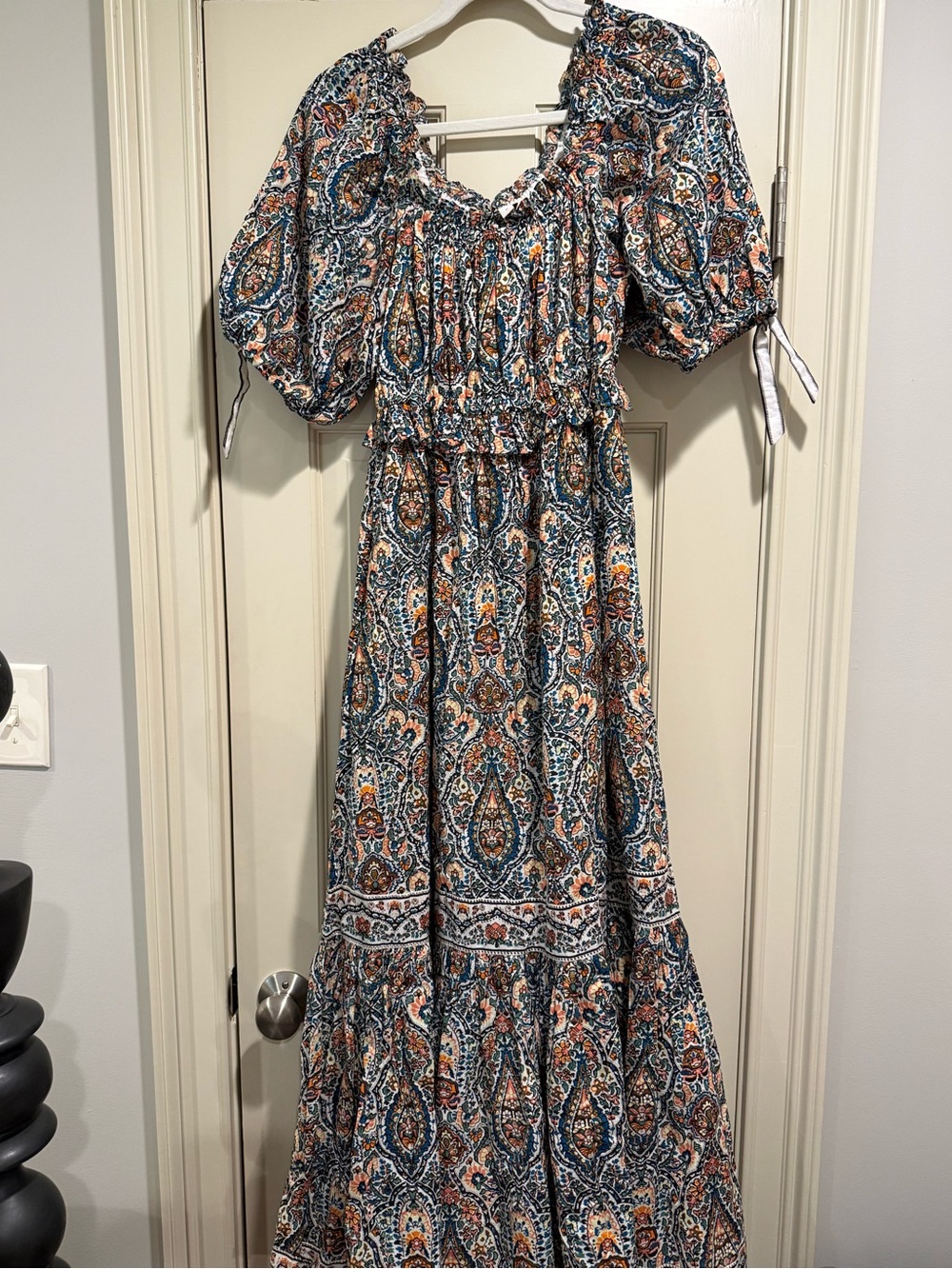Cleobella Boho Paisley Maxi Dress in Blue and Orange